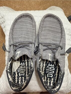 Hey Dude Gray Knit Slip-On Loafers